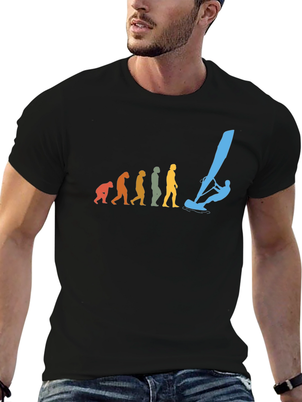 Evolution Windsurfing T-Shirt Black Cotton