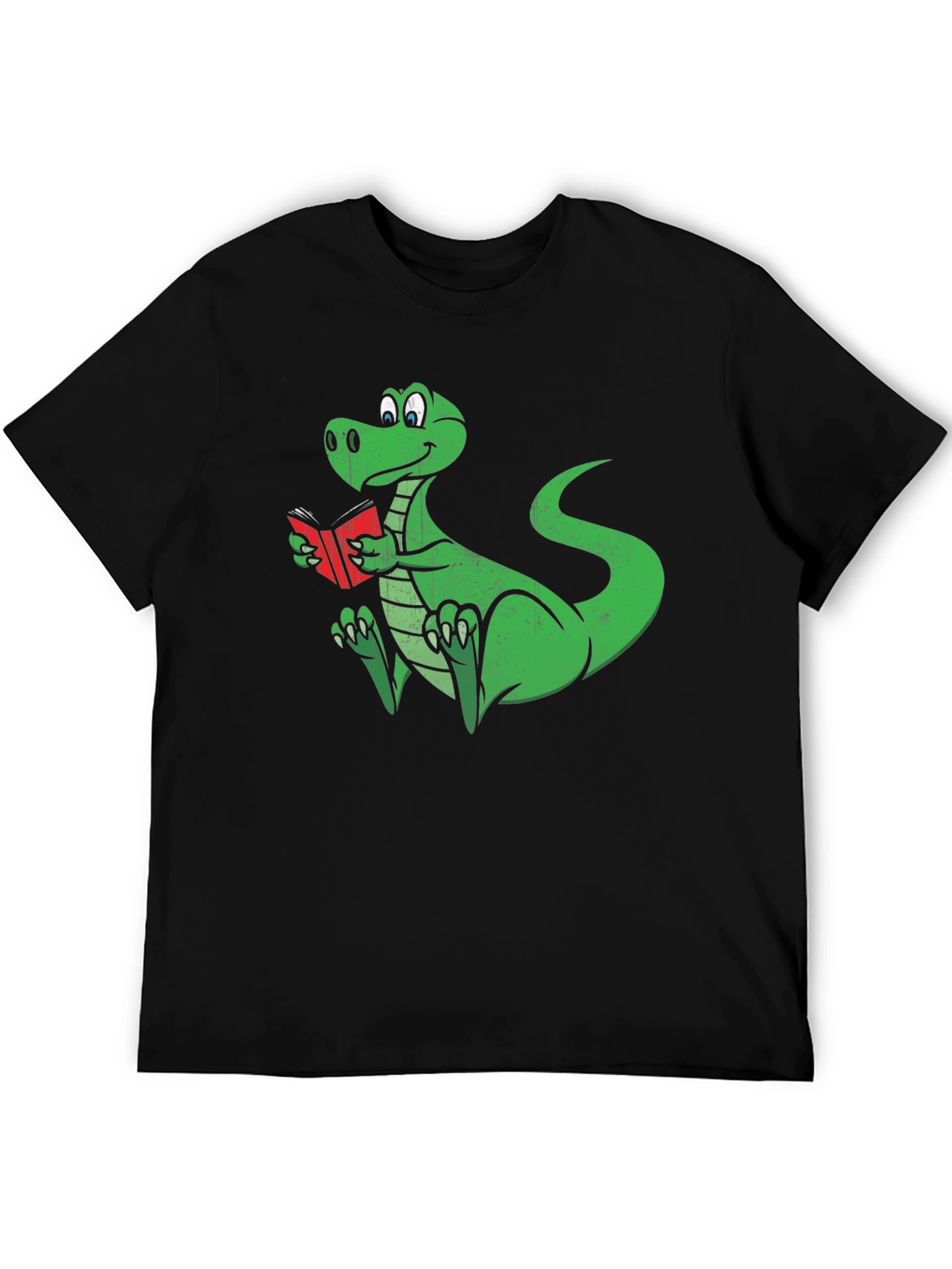 Dino Reading T-Shirt - Black Cotton Graphic Tee