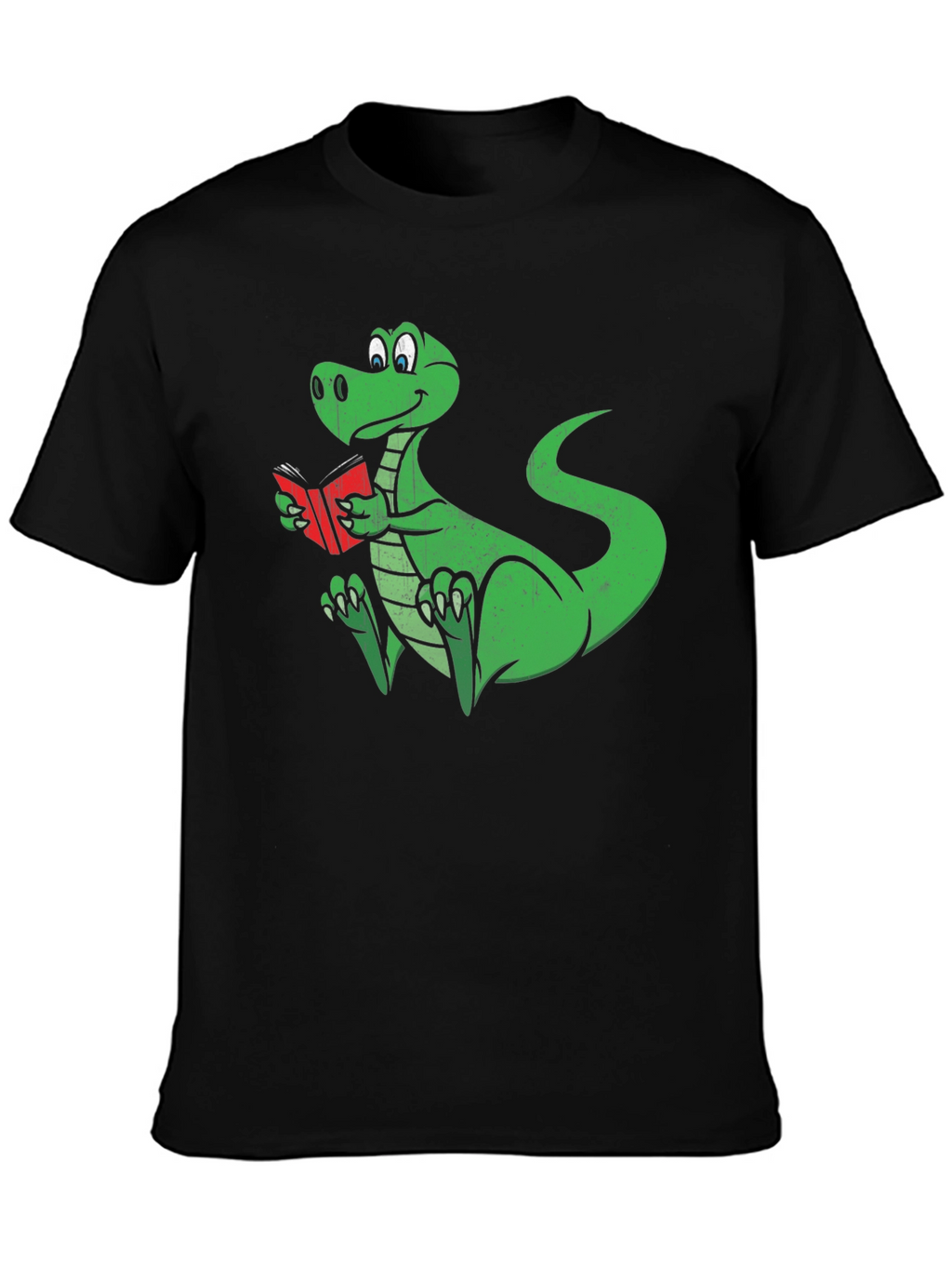 Dino Reading T-Shirt - Black Cotton Graphic Tee