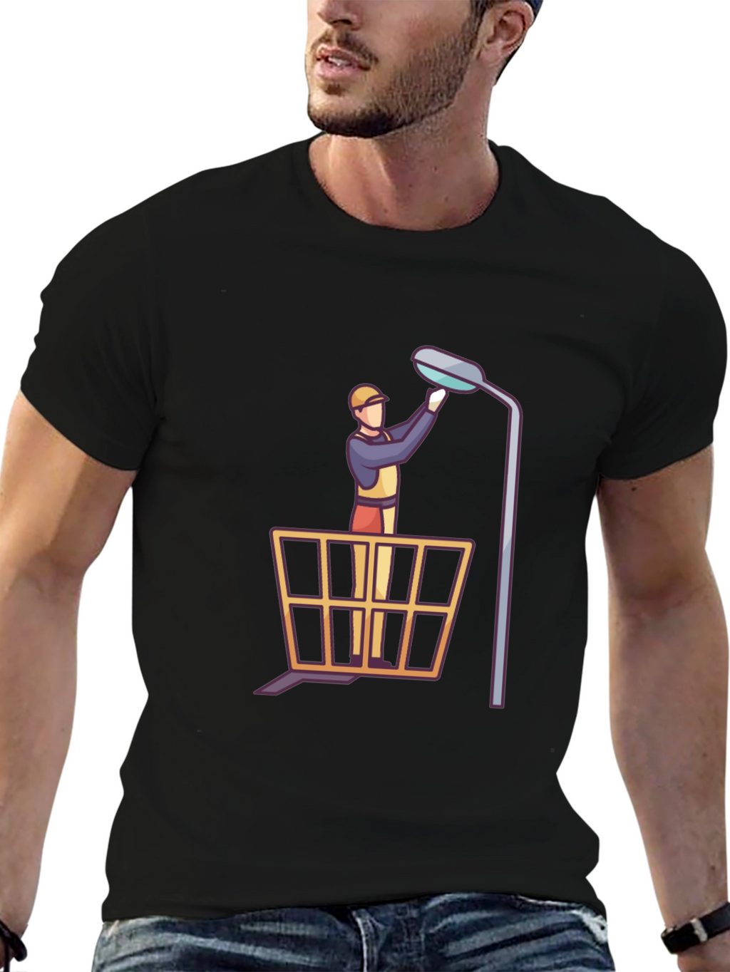 Street Light Repairman Graphic Tee - Black