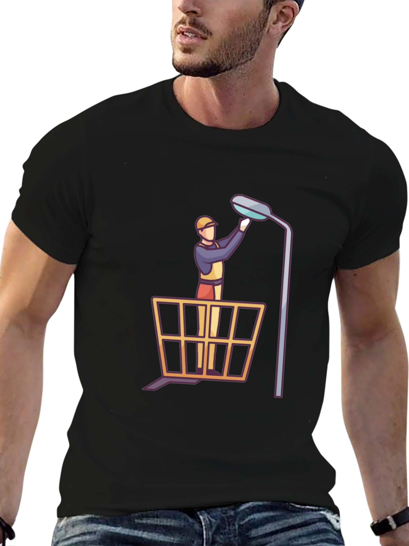 Street Light Repairman Graphic Tee - Black