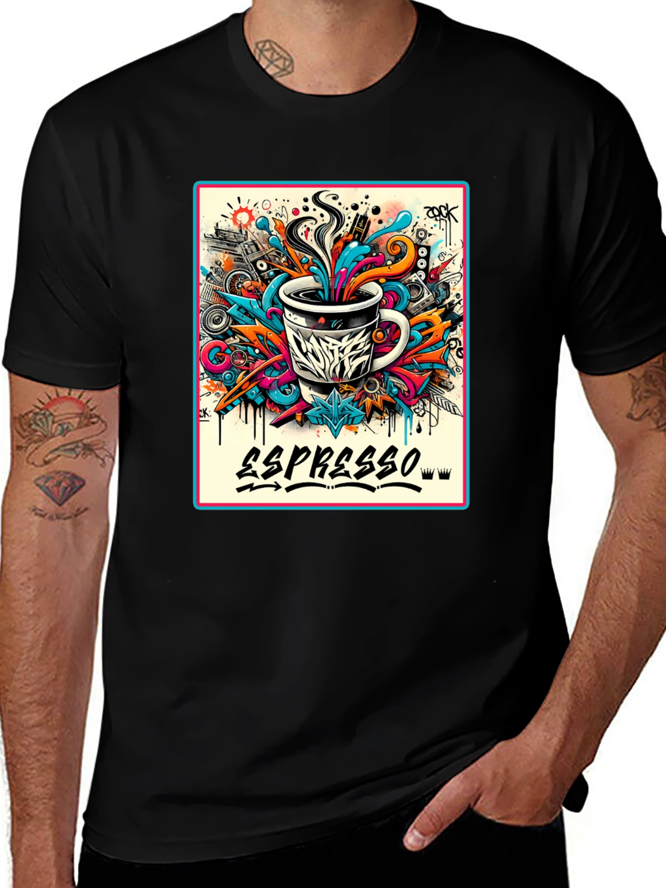 Espresso Graffiti Art T-Shirt - Cool Coffee Lover Tee