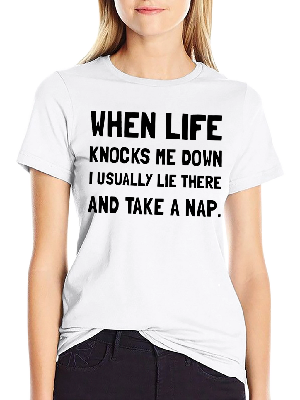 Funny Nap T-Shirt - When Life Knocks Me Down