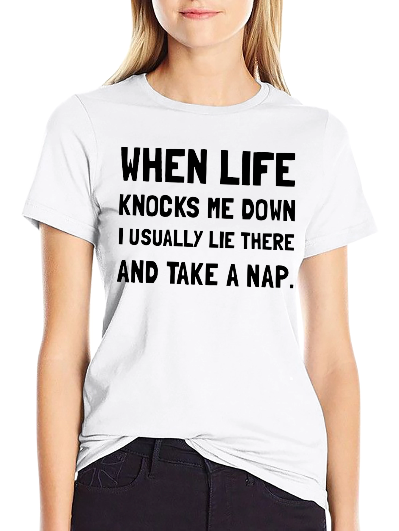 Funny Nap T-Shirt - When Life Knocks Me Down
