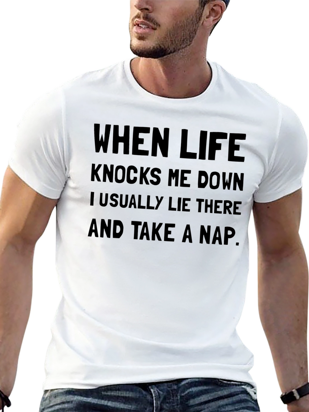 Funny Nap T-Shirt - When Life Knocks Me Down
