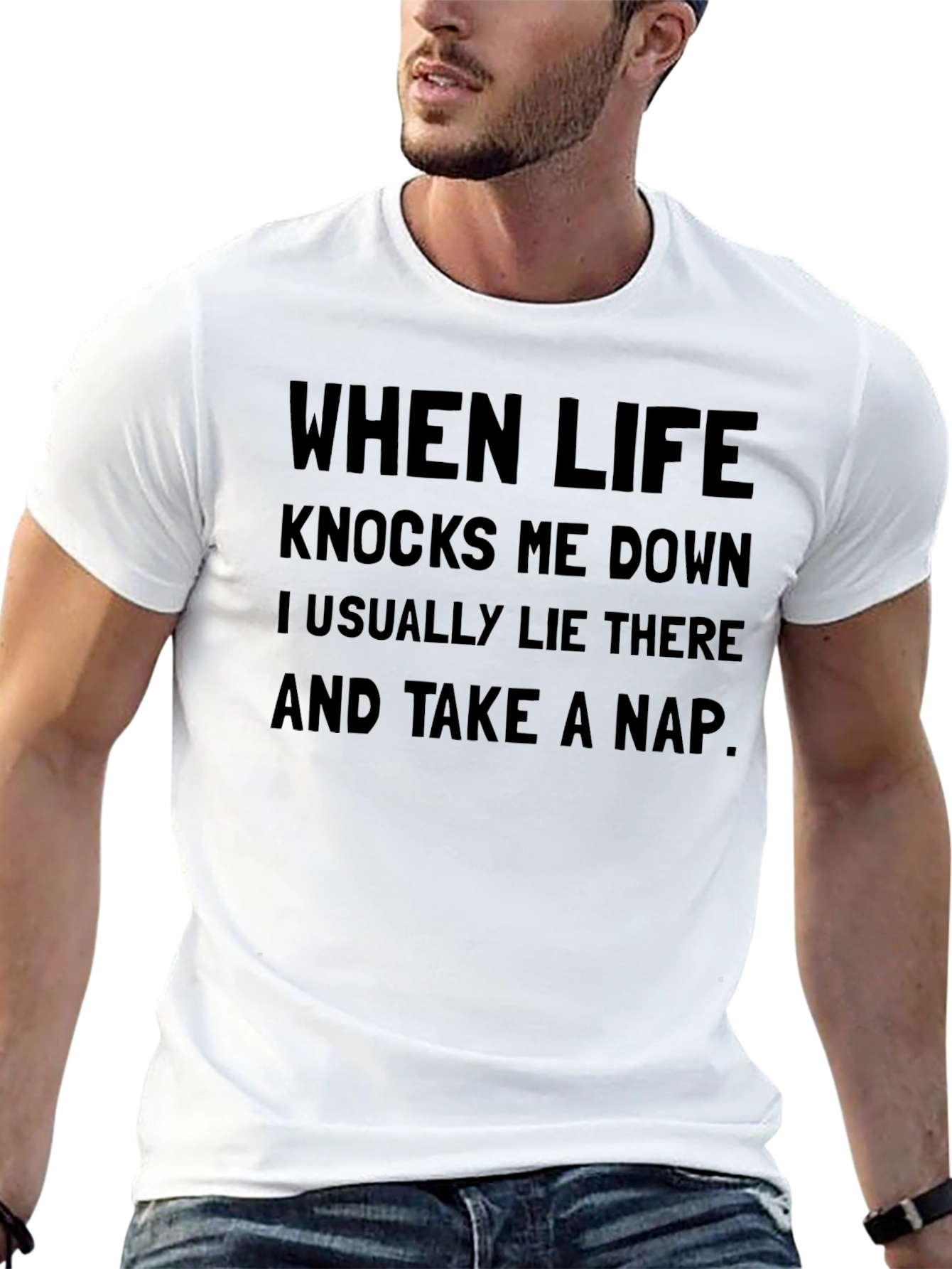 Funny Nap T-Shirt - When Life Knocks Me Down