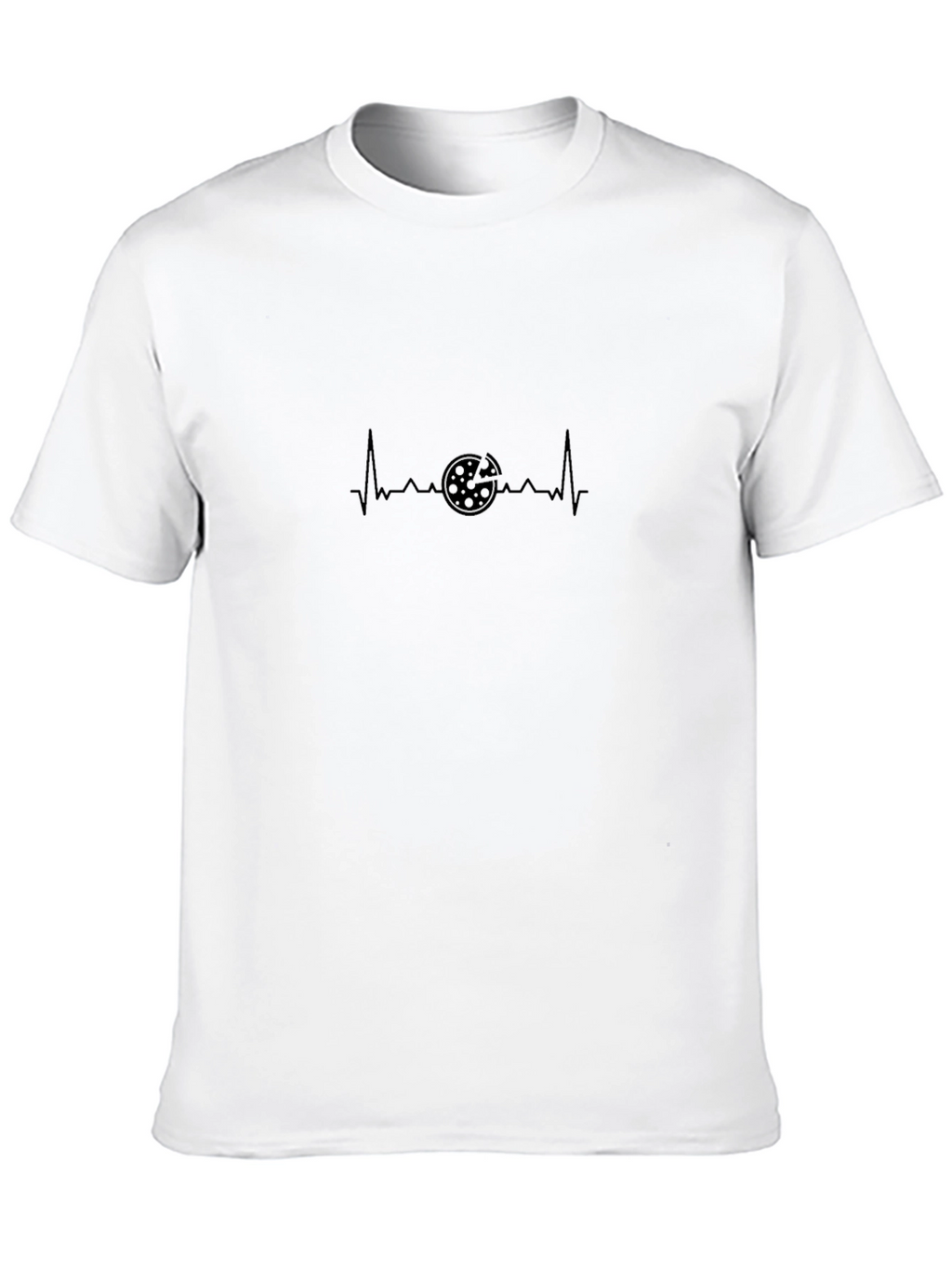 Pizza Heartbeat Graphic T-Shirt - Casual Black Tee
