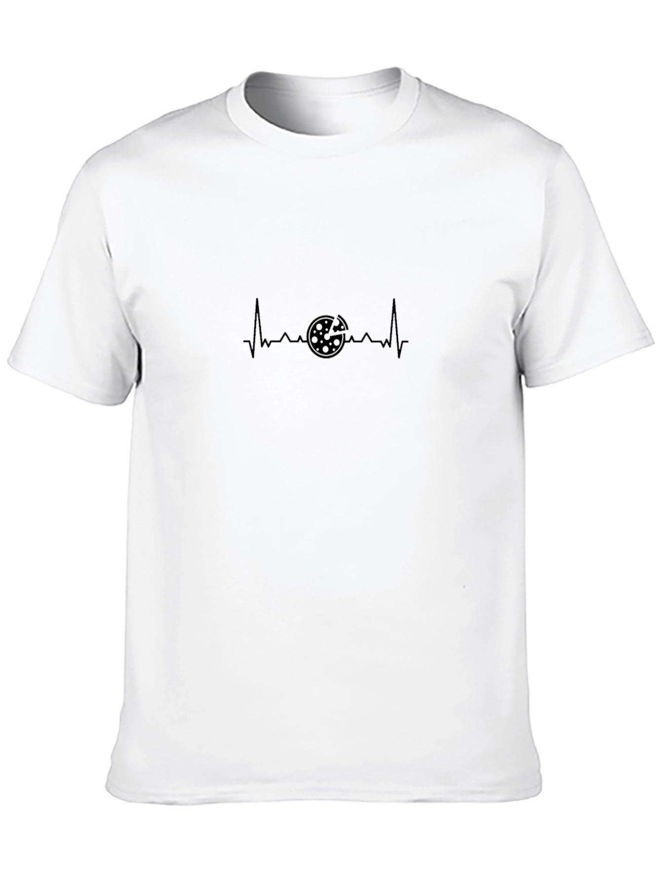 Pizza Heartbeat Graphic T-Shirt - Casual Black Tee