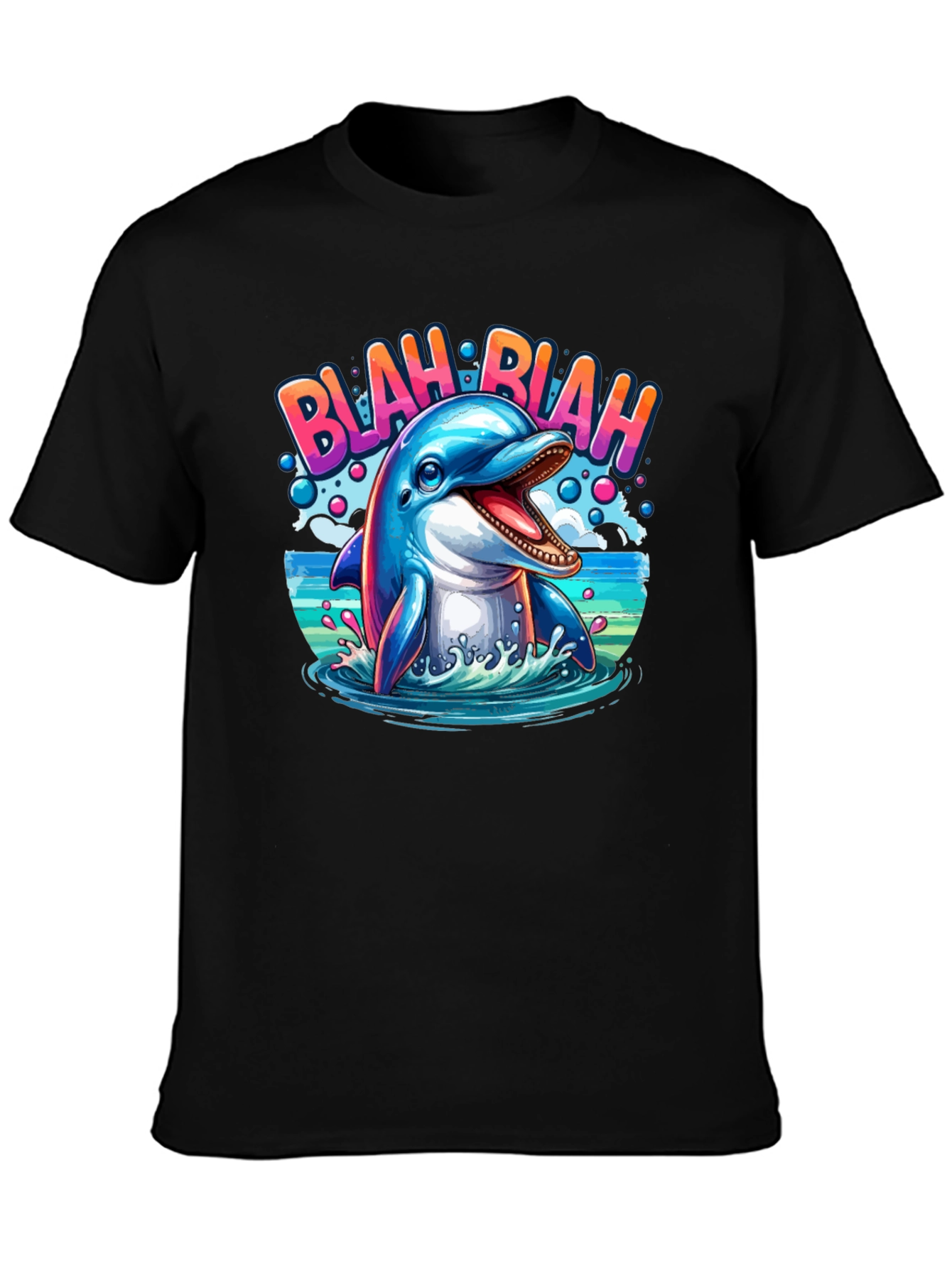 Blah Blah Dolphin Graphic T-Shirt
