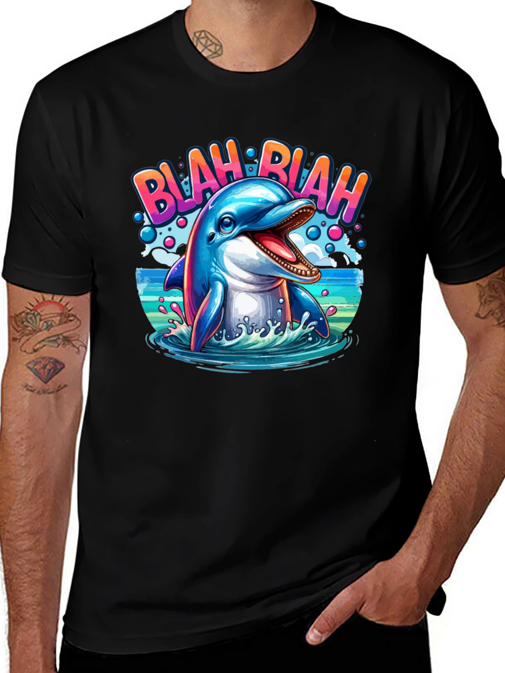 Blah Blah Dolphin Graphic T-Shirt