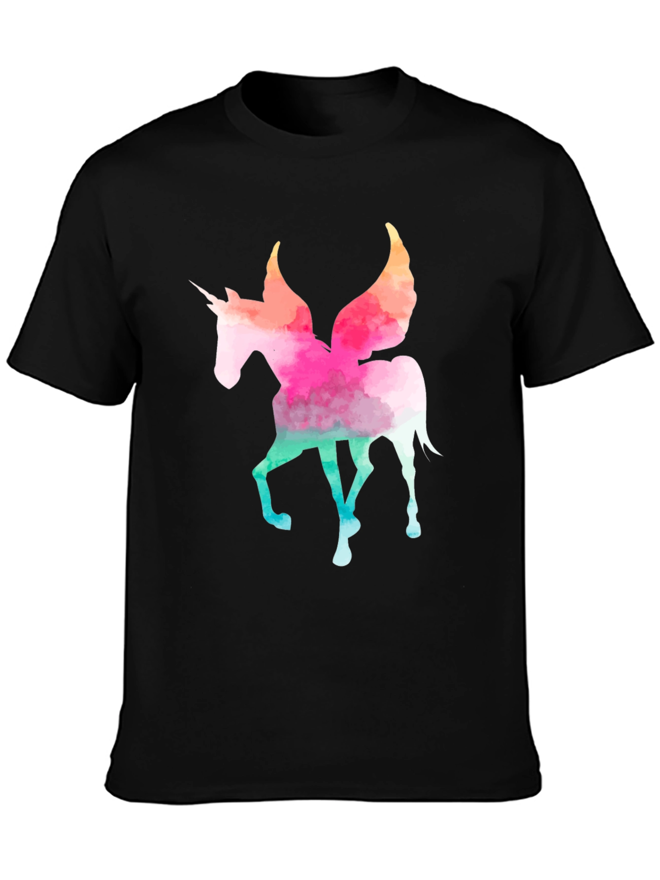 Watercolor Unicorn Graphic Tee - Mens Black T-Shirt