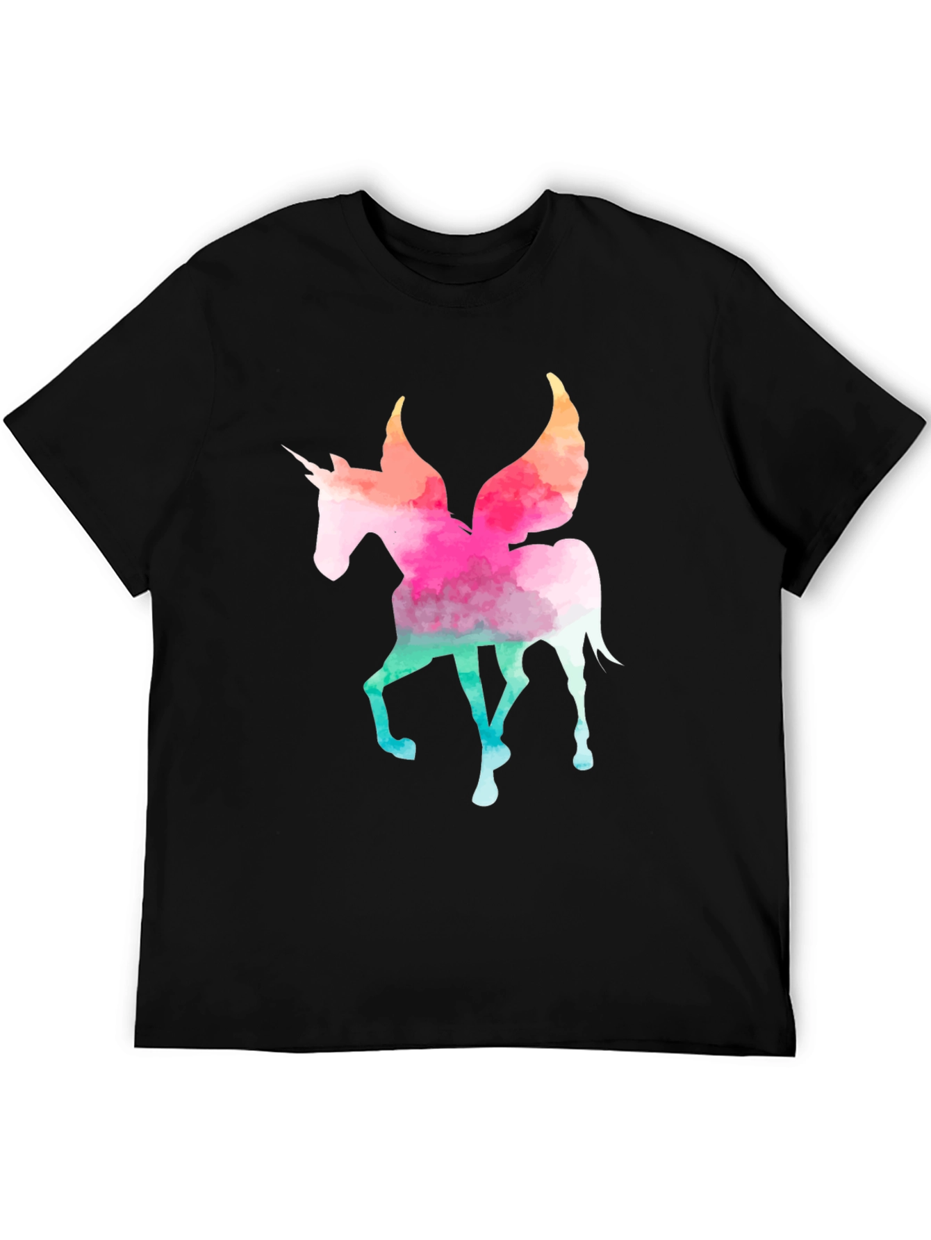 Watercolor Unicorn Graphic Tee - Mens Black T-Shirt