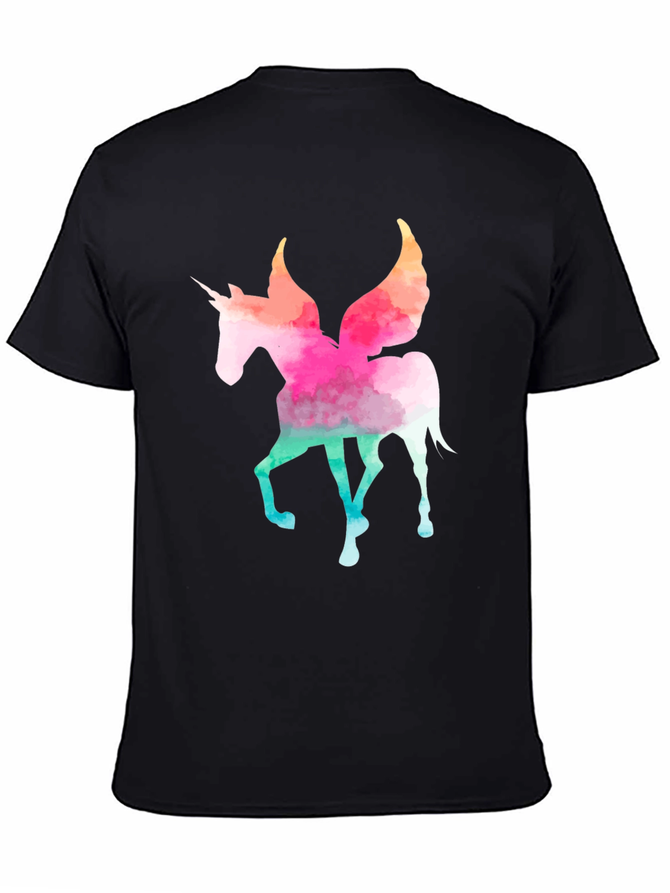 Watercolor Unicorn Graphic Tee - Mens Black T-Shirt