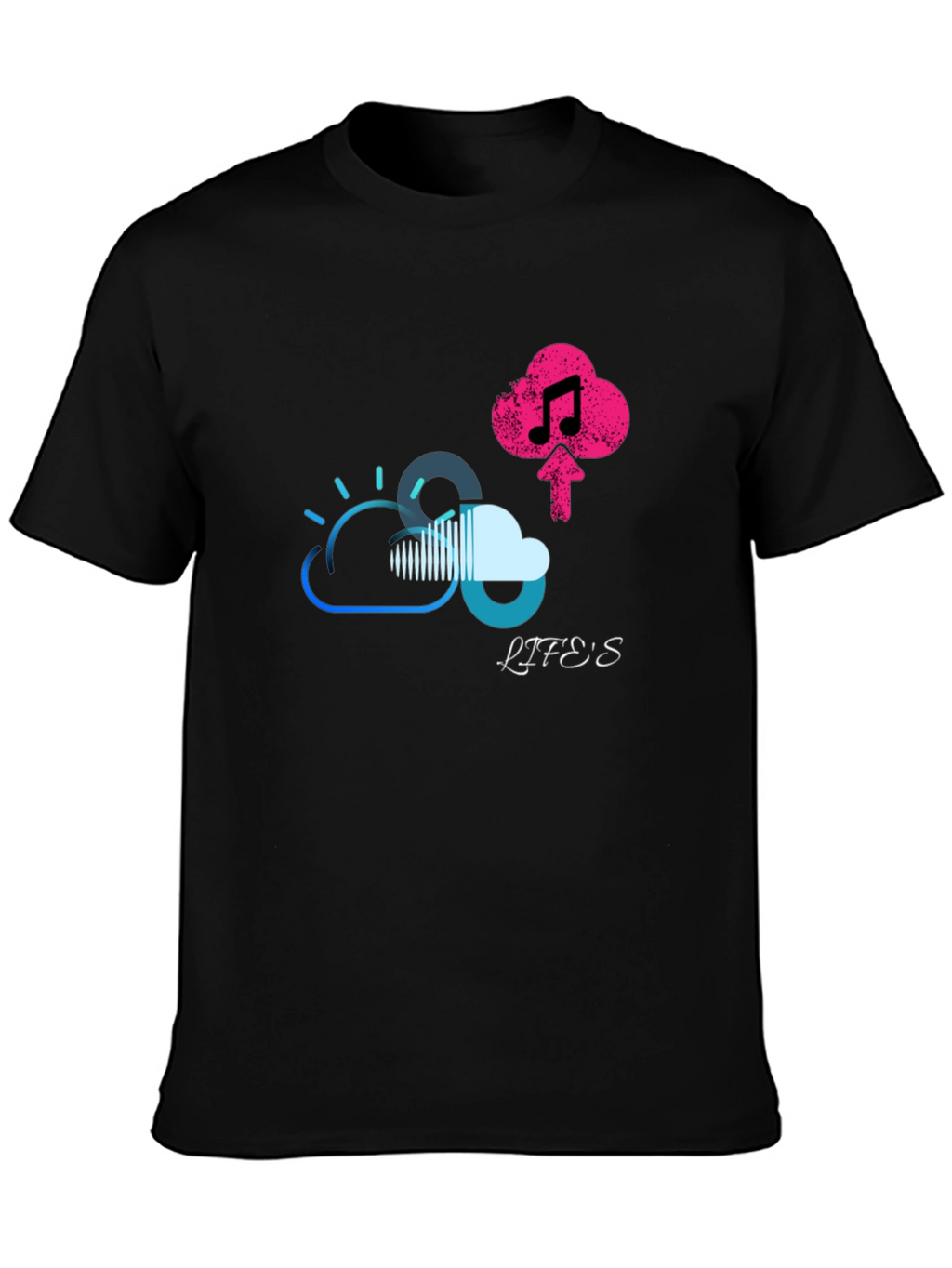 Lifes Uploading Music Black T-Shirt