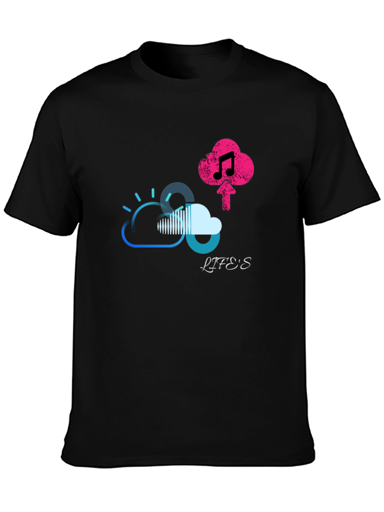 Lifes Uploading Music Black T-Shirt