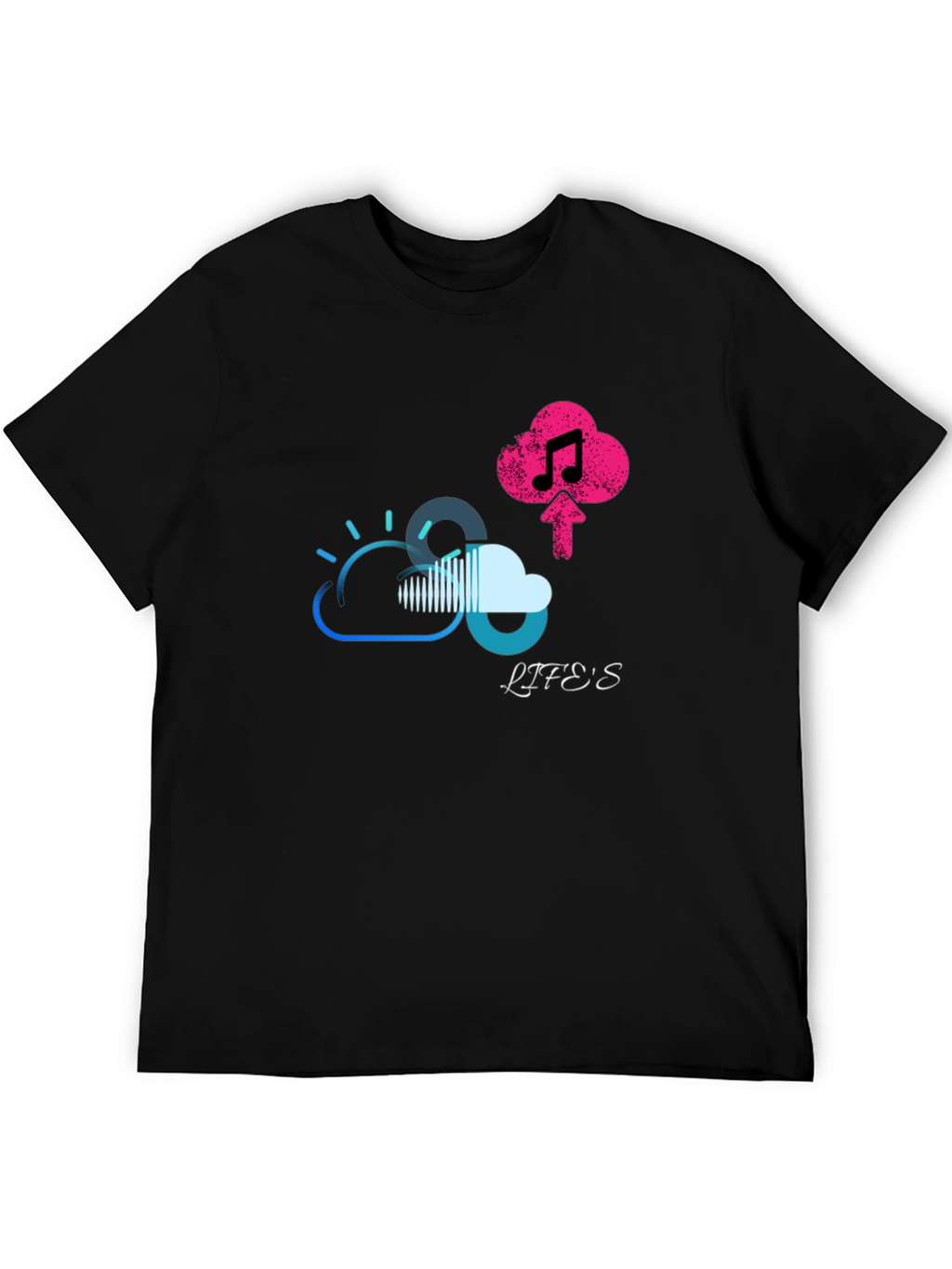 Lifes Uploading Music Black T-Shirt