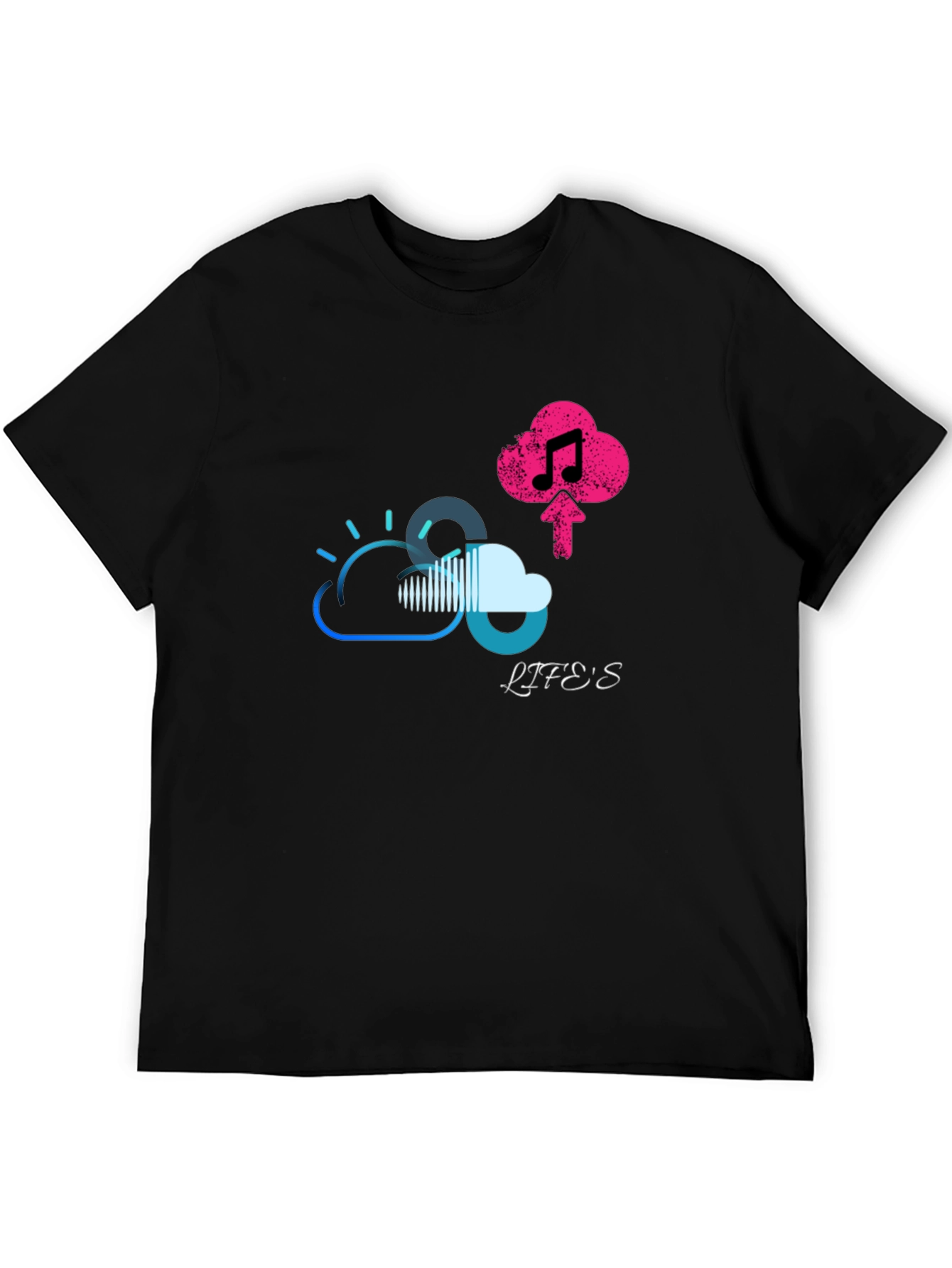 Lifes Uploading Music Black T-Shirt