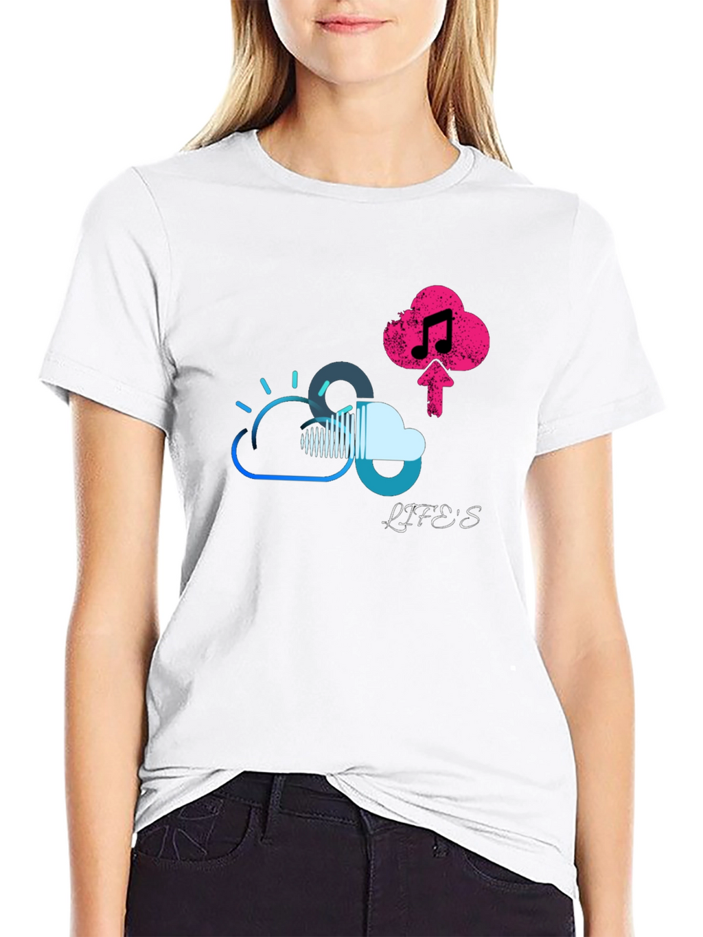 Lifes Uploading Music Black T-Shirt