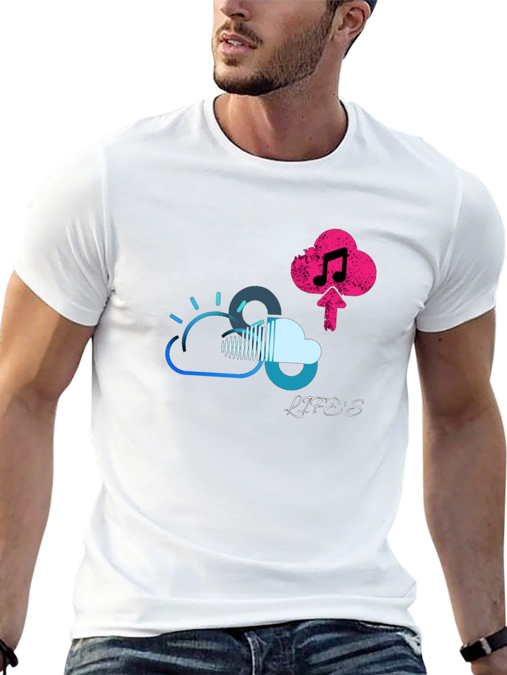 Lifes Uploading Music Black T-Shirt