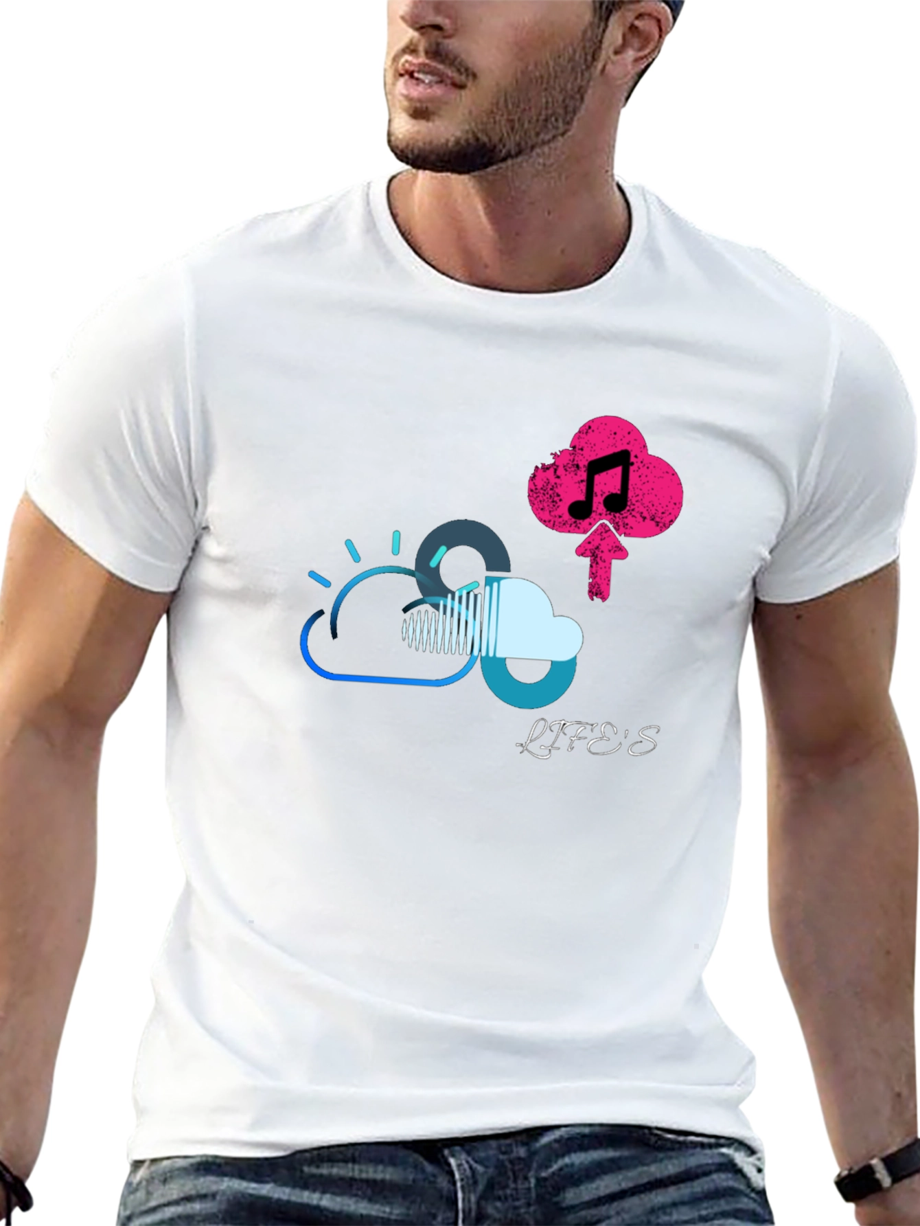 Lifes Uploading Music Black T-Shirt