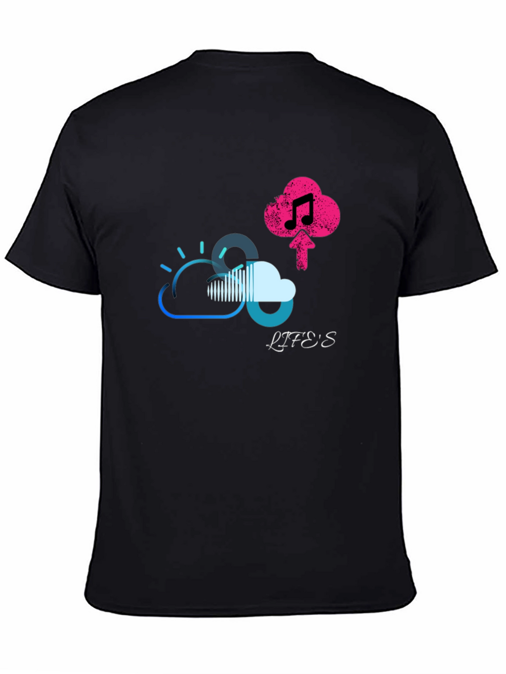 Lifes Uploading Music Black T-Shirt