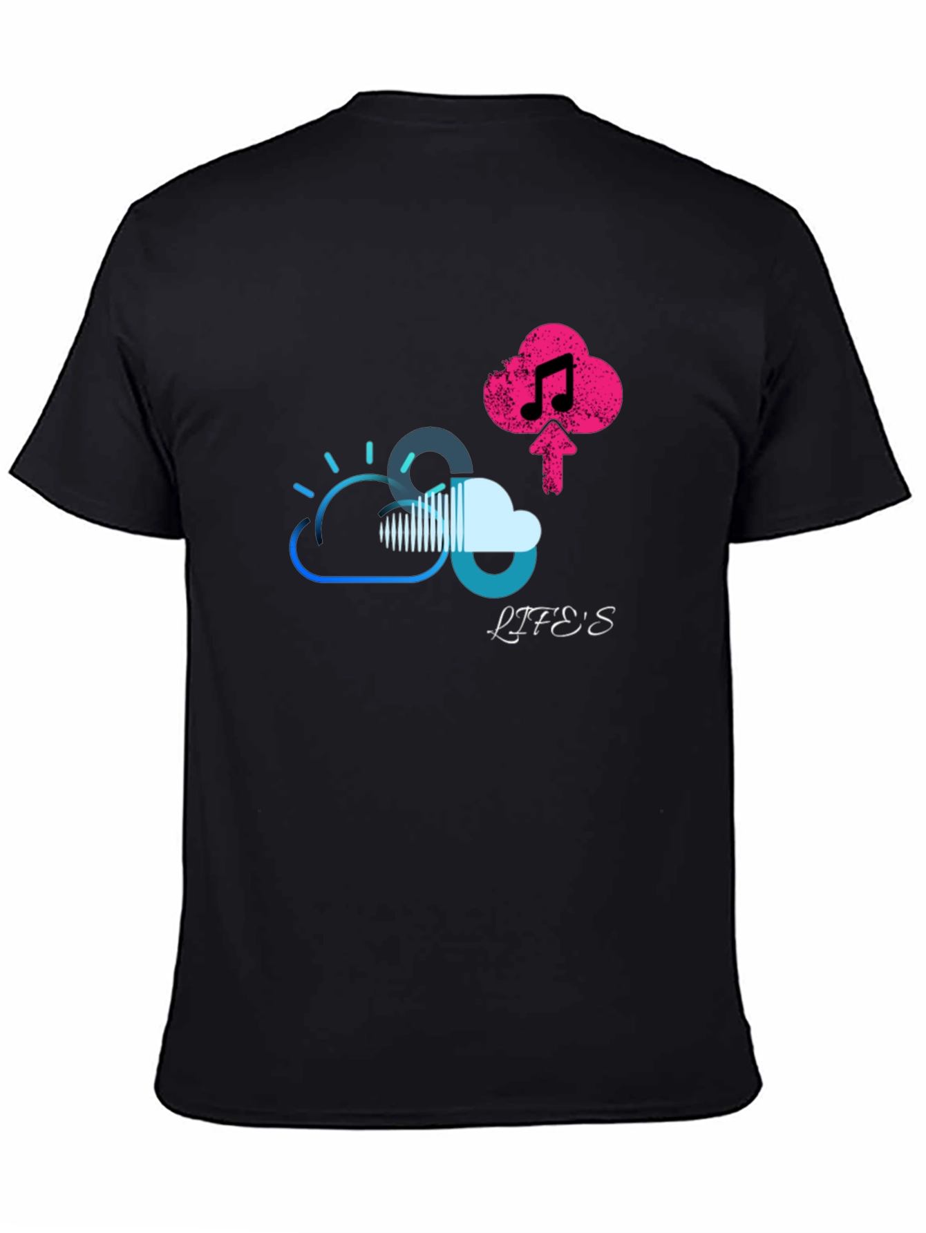 Lifes Uploading Music Black T-Shirt