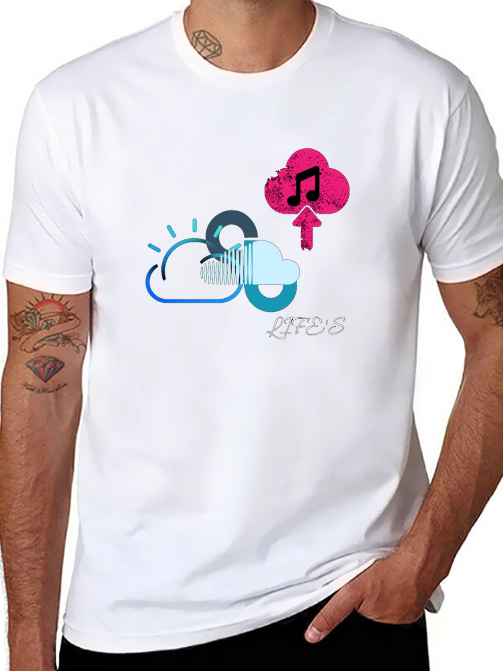 Lifes Uploading Music Black T-Shirt