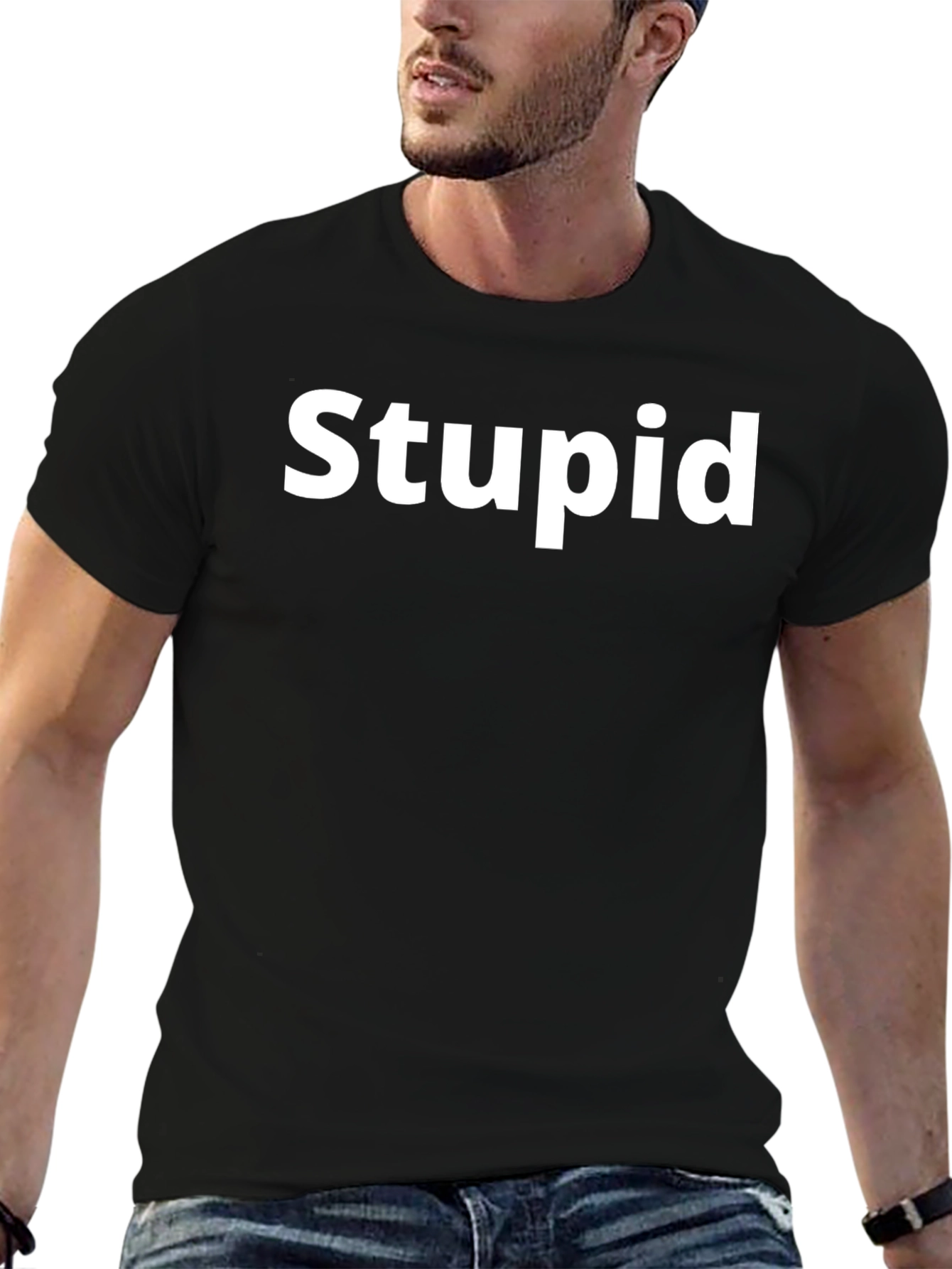 Stupid Slogan Black T-Shirt