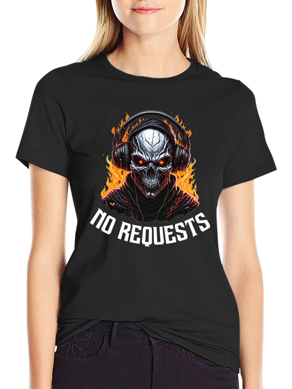 Fiery Skull Graphic Tee - No Requests
