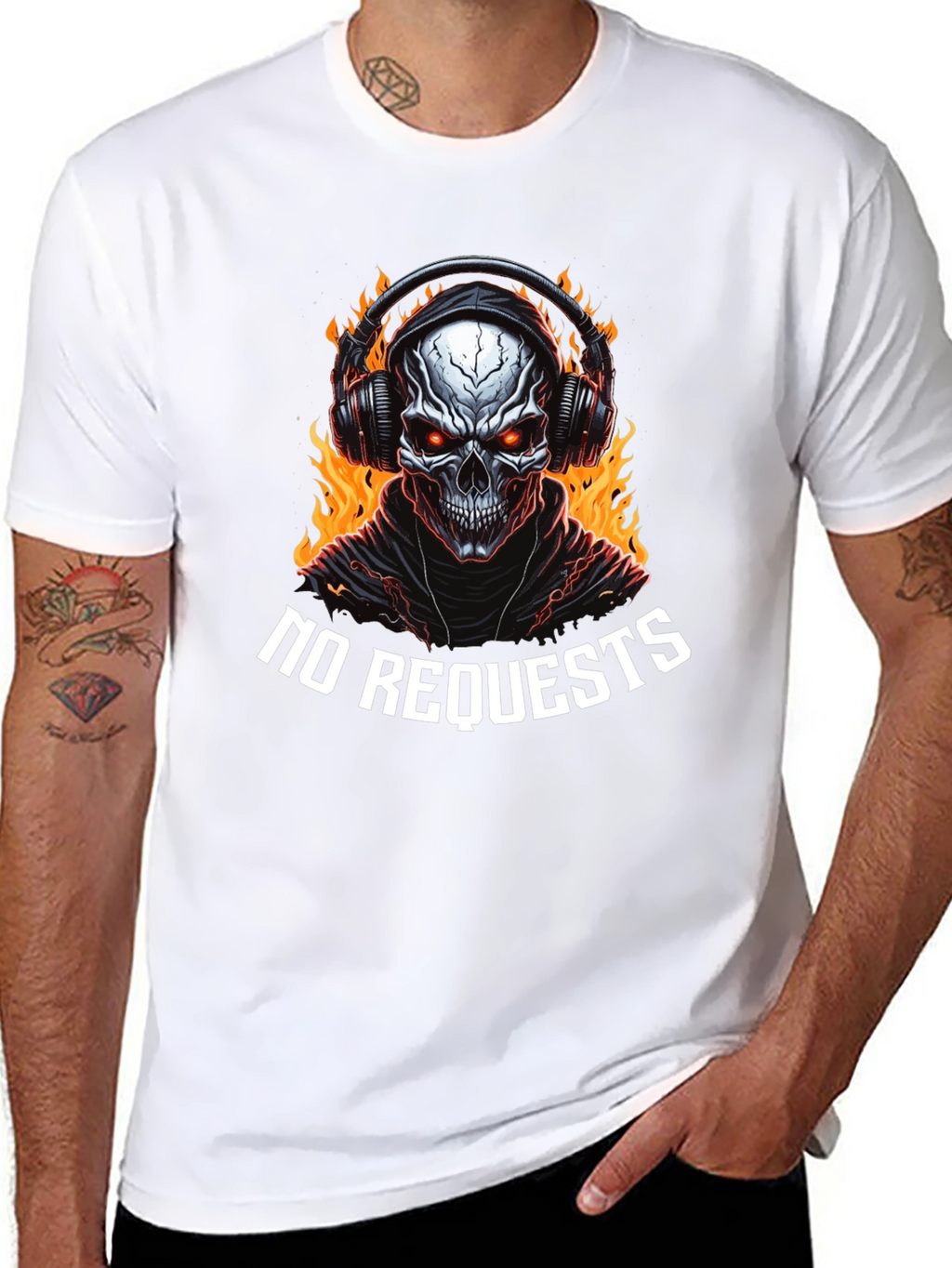 Fiery Skull Graphic Tee - No Requests