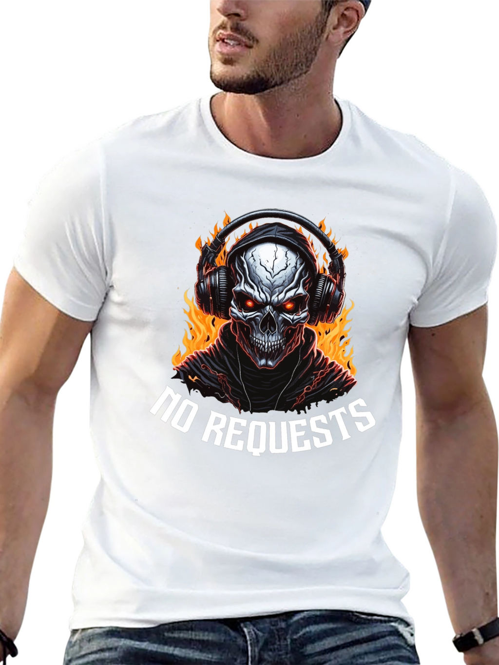 Fiery Skull Graphic Tee - No Requests
