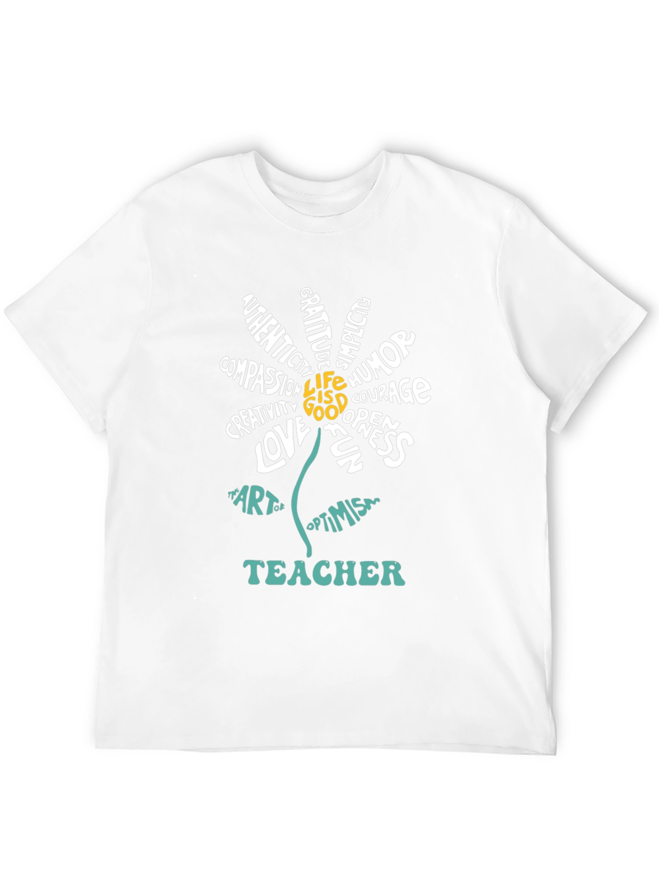 Teacher Word Art Flower Graphic T-Shirt