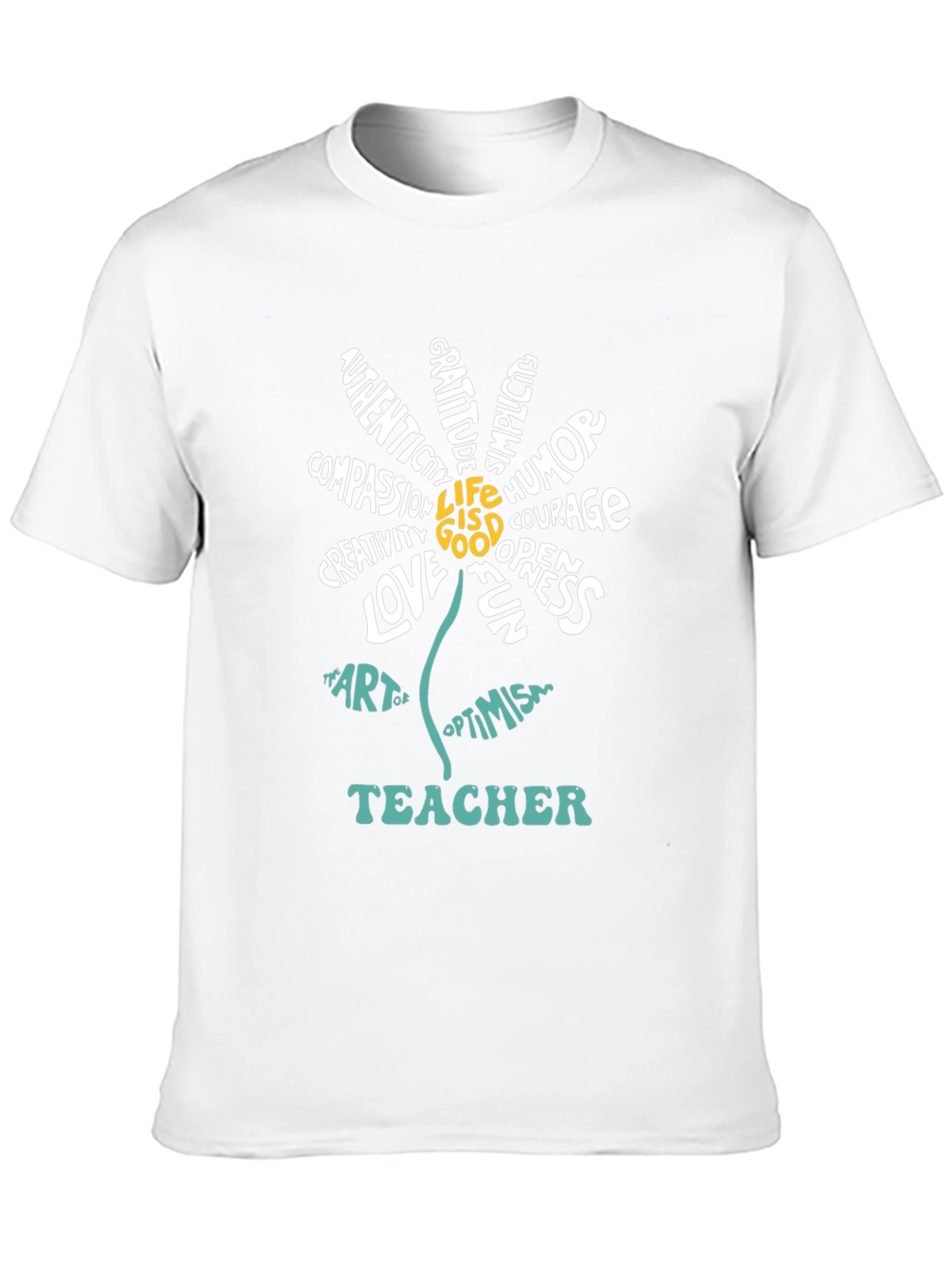 Teacher Word Art Flower Graphic T-Shirt