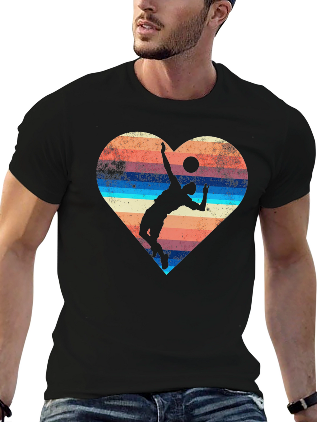 Volleyball Heart Graphic Tee - Sporty Style