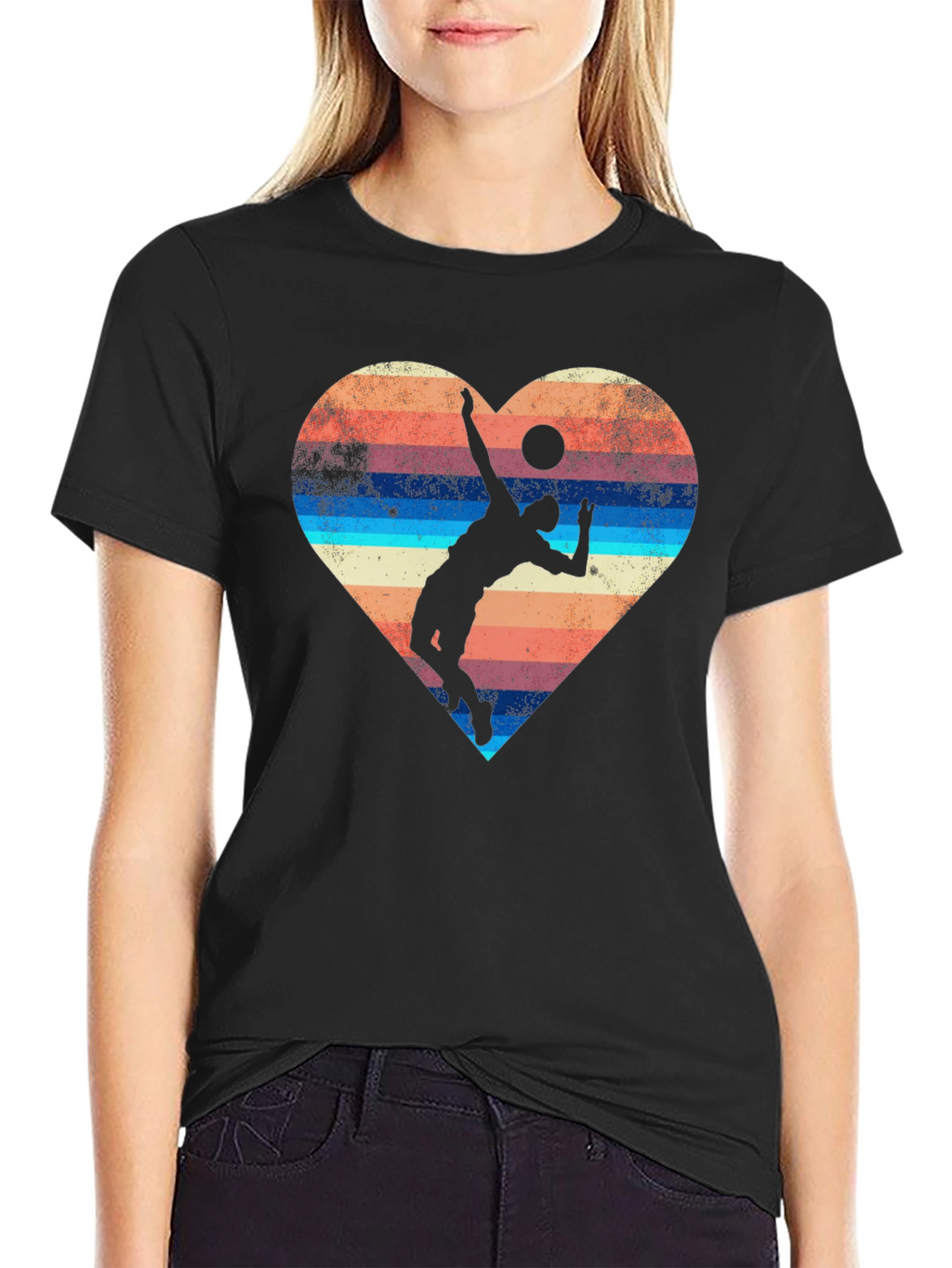 Volleyball Heart Graphic Tee - Sporty Style