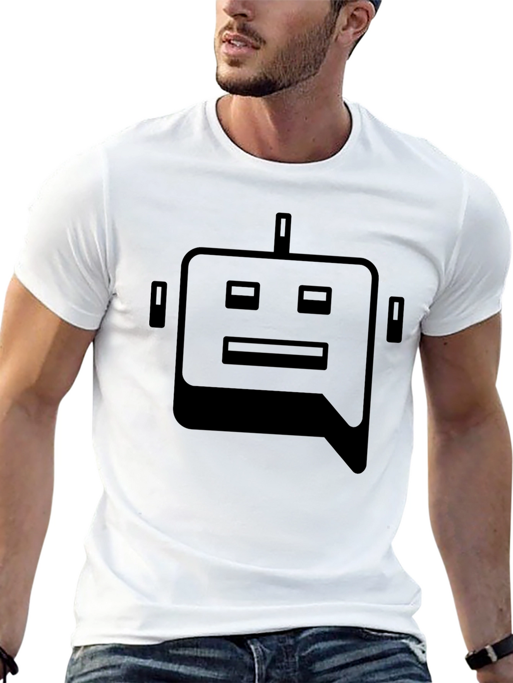 Robot Head Graphic Tee - Black
