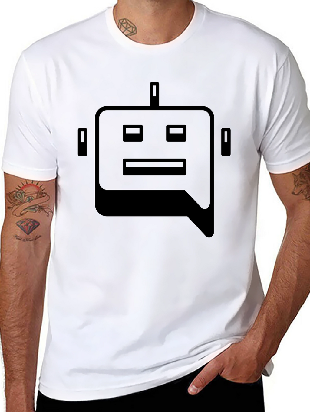 Robot Head Graphic Tee - Black