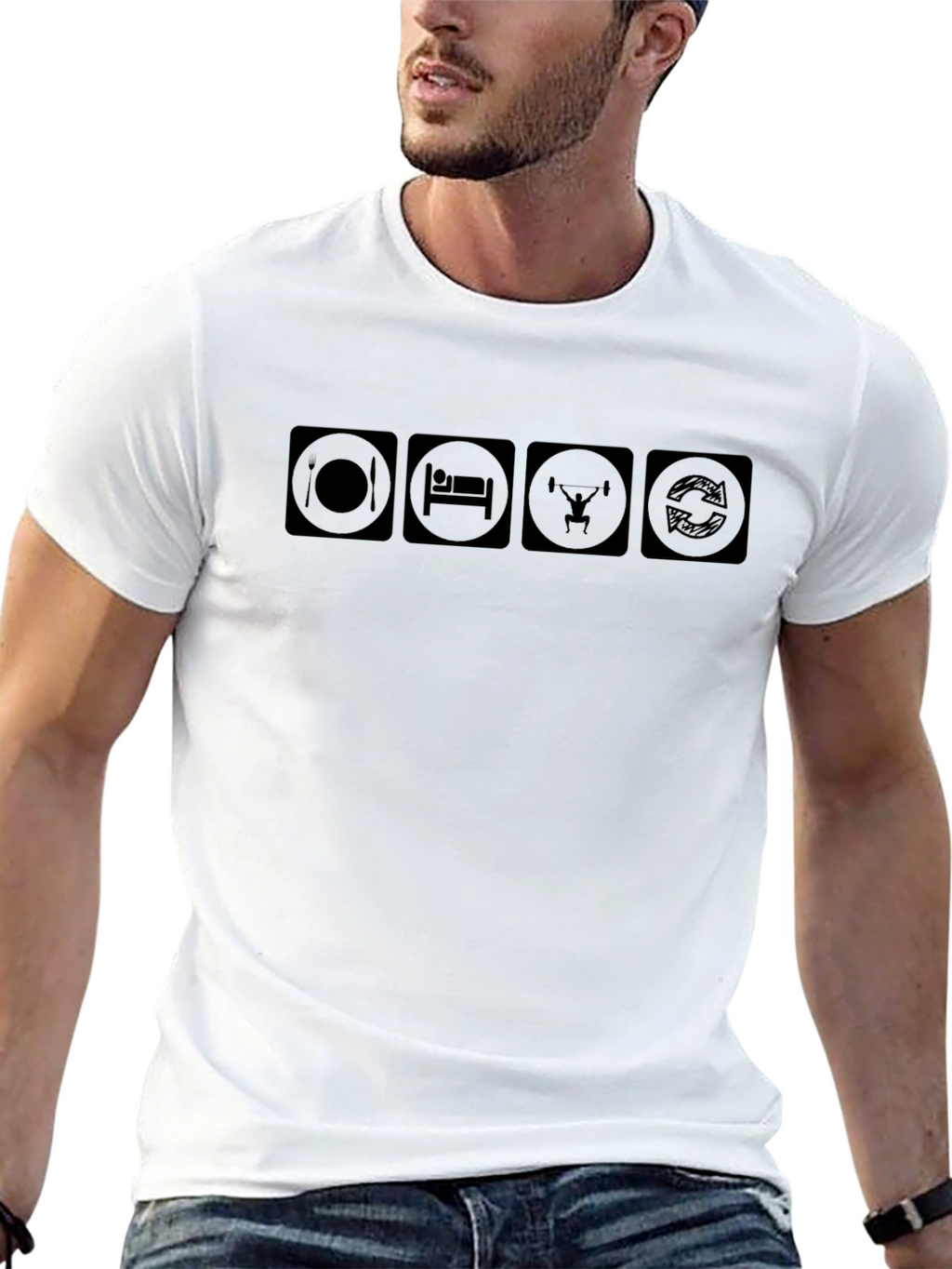Eat Sleep Lift Repeat T-Shirt - Black Graphic Tee