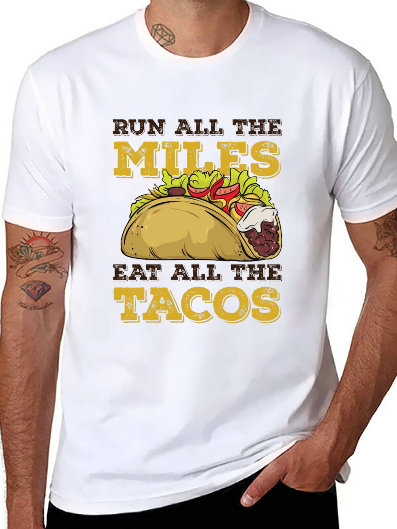 Run All the Miles Eat All The Tacos Graphic T-Shirt