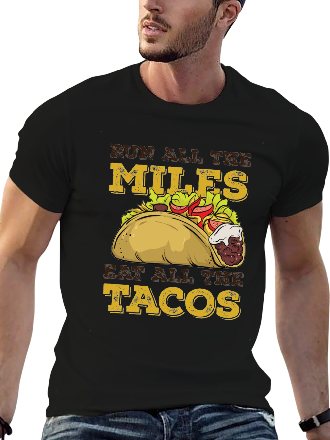 Run All the Miles Eat All The Tacos Graphic T-Shirt