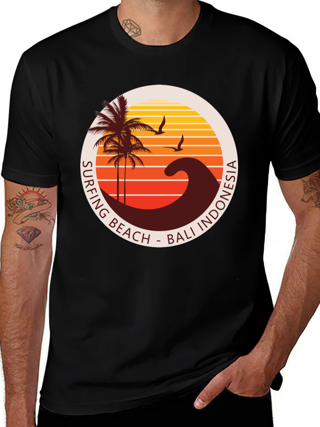 Surfing Beach Bali Indonesia Graphic T-Shirt