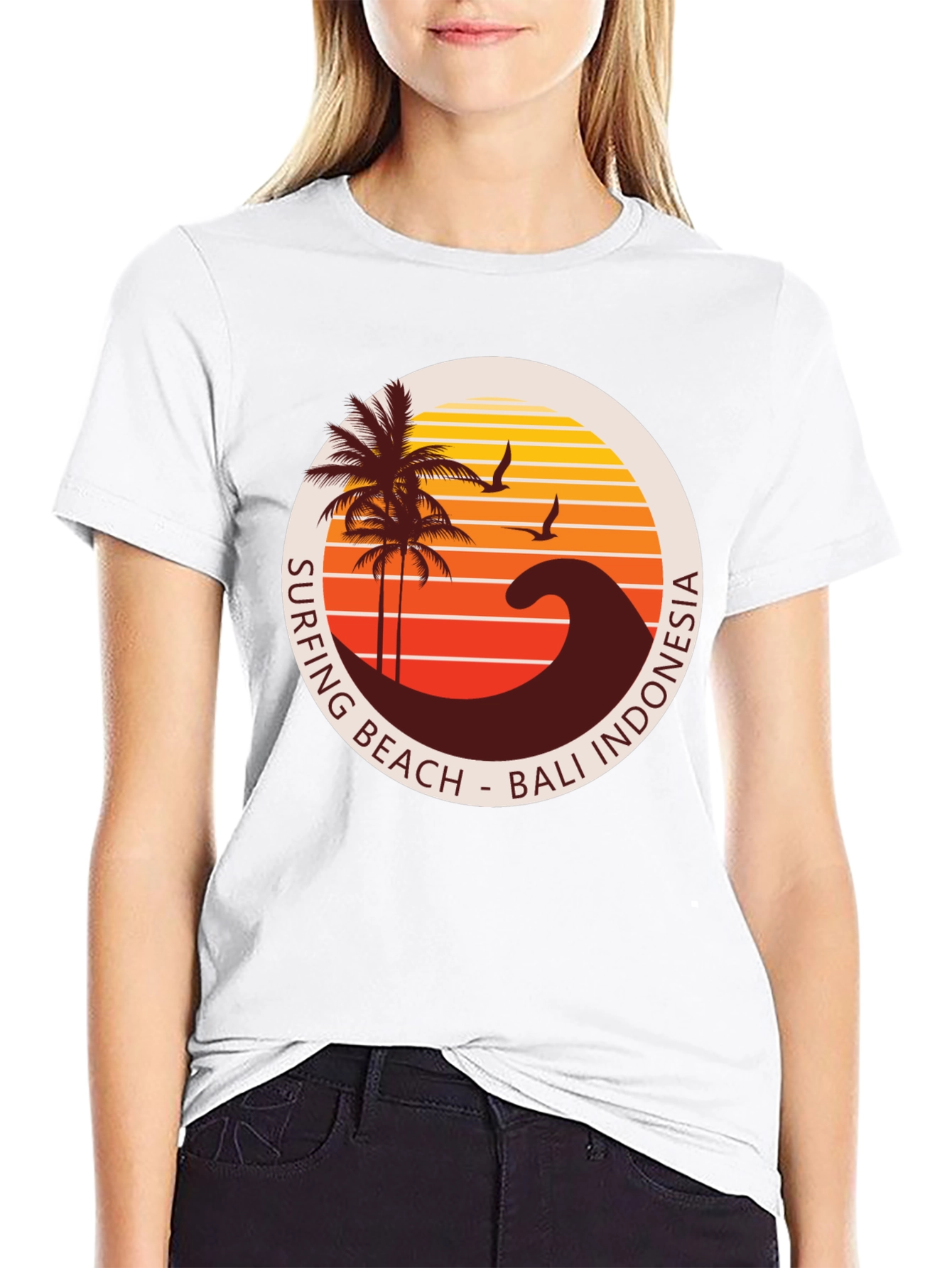 Surfing Beach Bali Indonesia Graphic T-Shirt