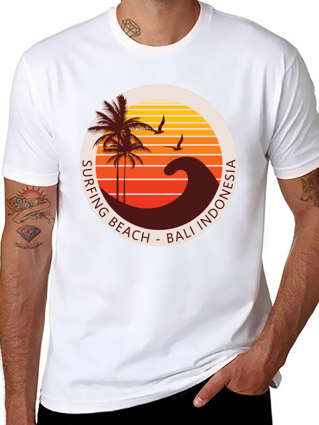 Surfing Beach Bali Indonesia Graphic T-Shirt