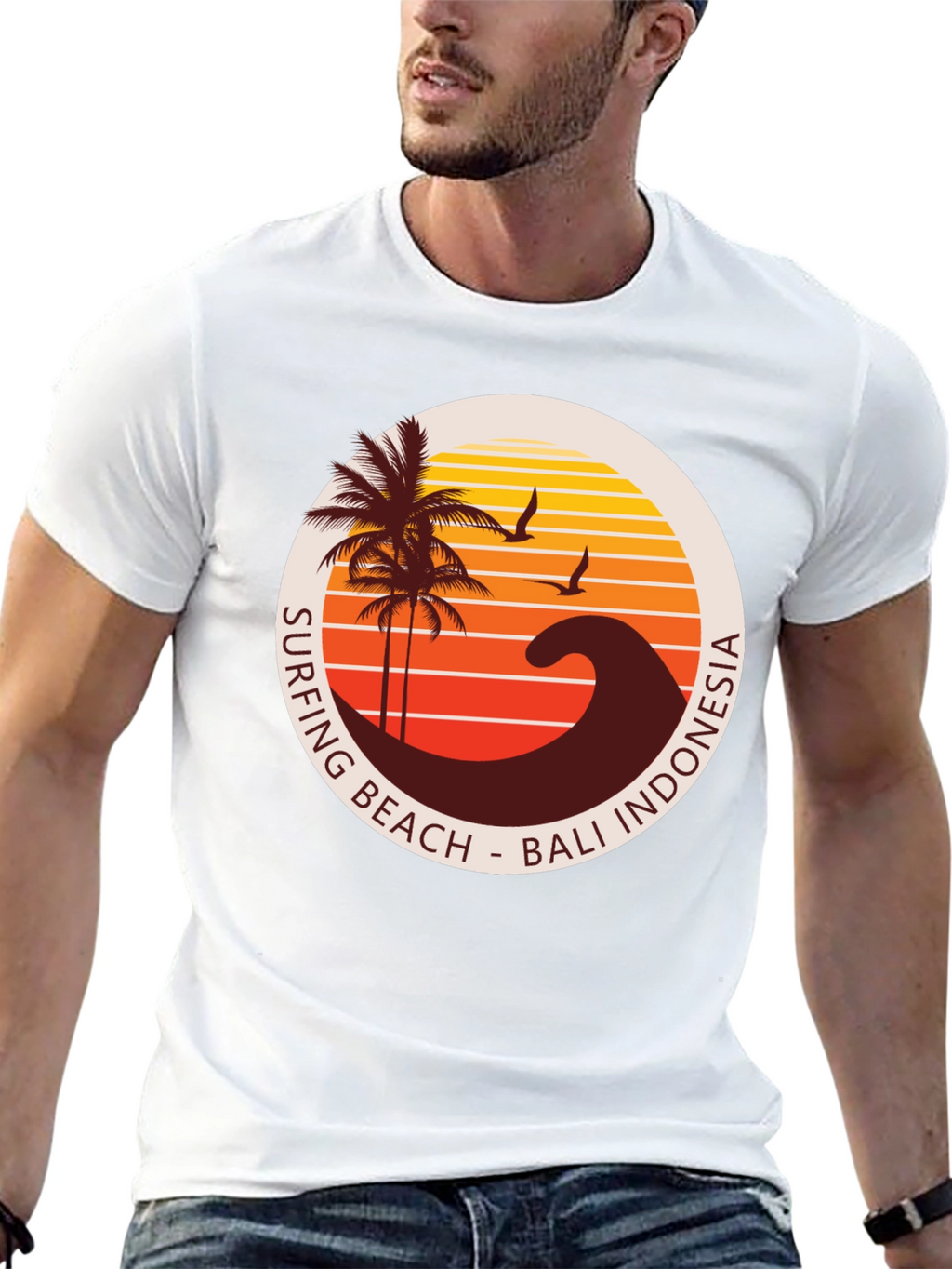 Surfing Beach Bali Indonesia Graphic T-Shirt