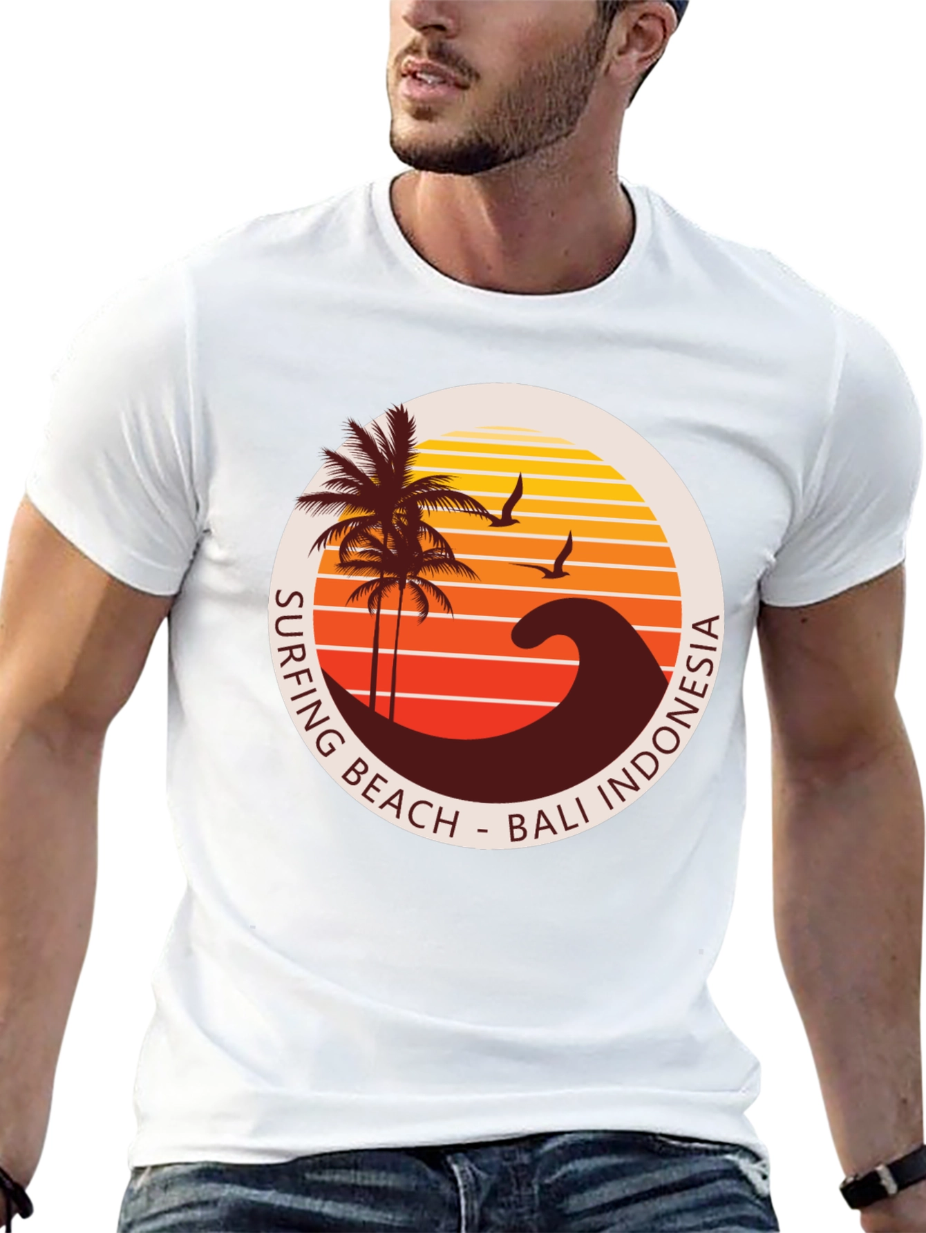 Surfing Beach Bali Indonesia Graphic T-Shirt