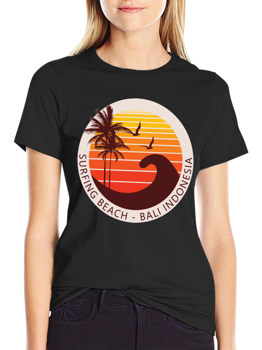Surfing Beach Bali Indonesia Graphic T-Shirt