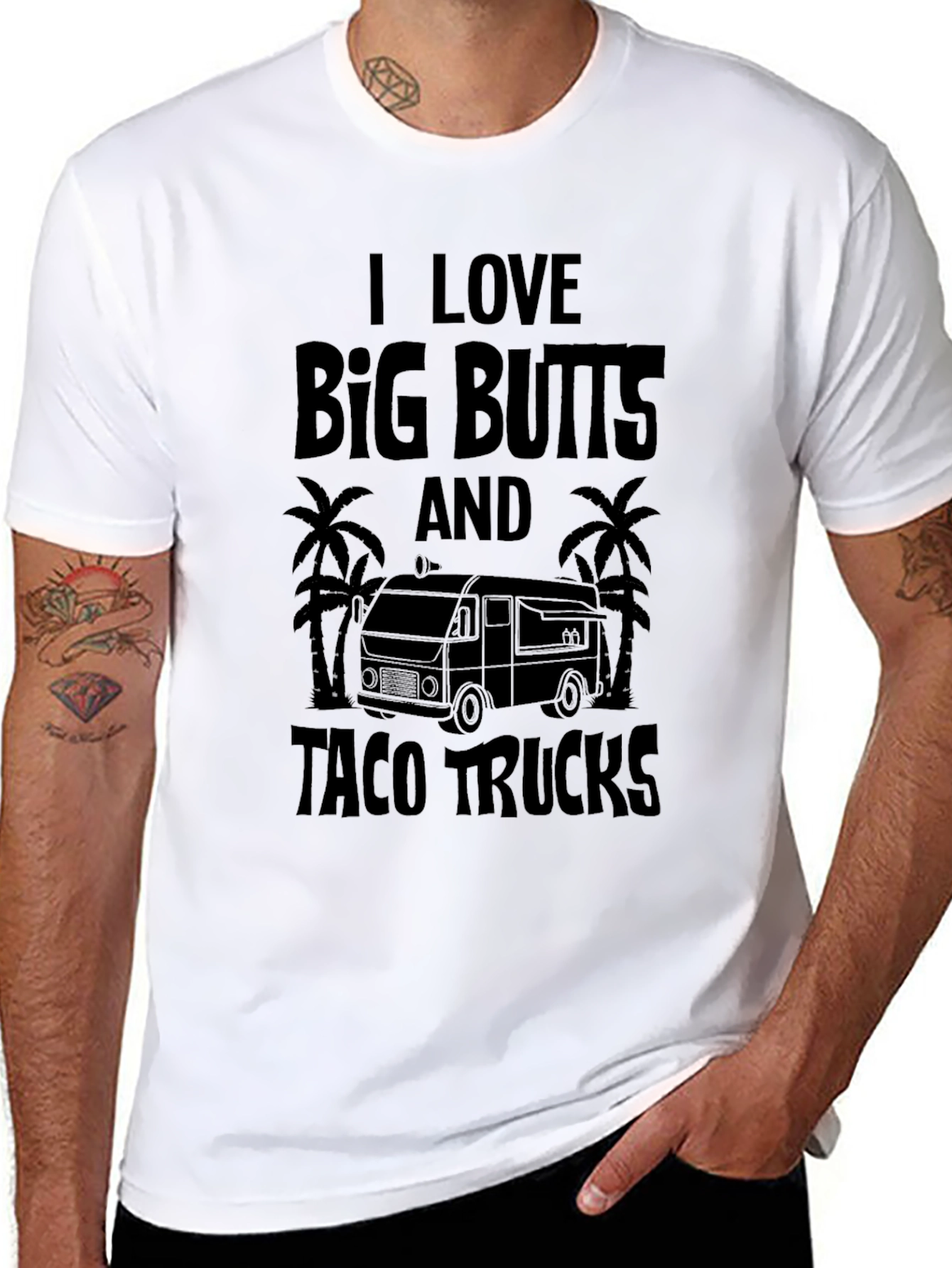 I Love Big Butts & Taco Trucks Black T-Shirt