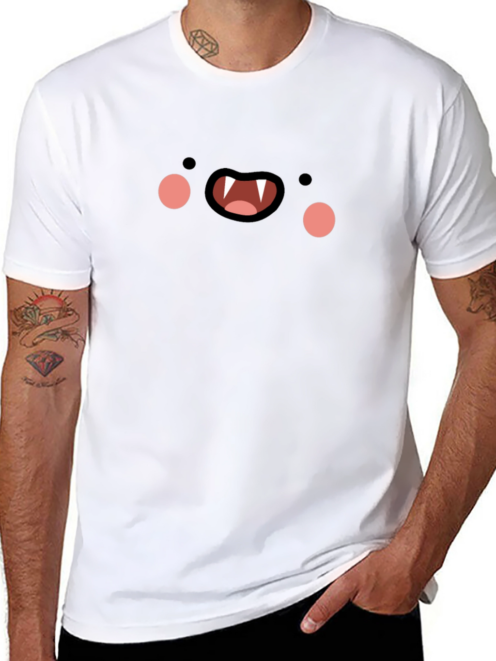 Black Cartoon Vampire Face T-Shirt