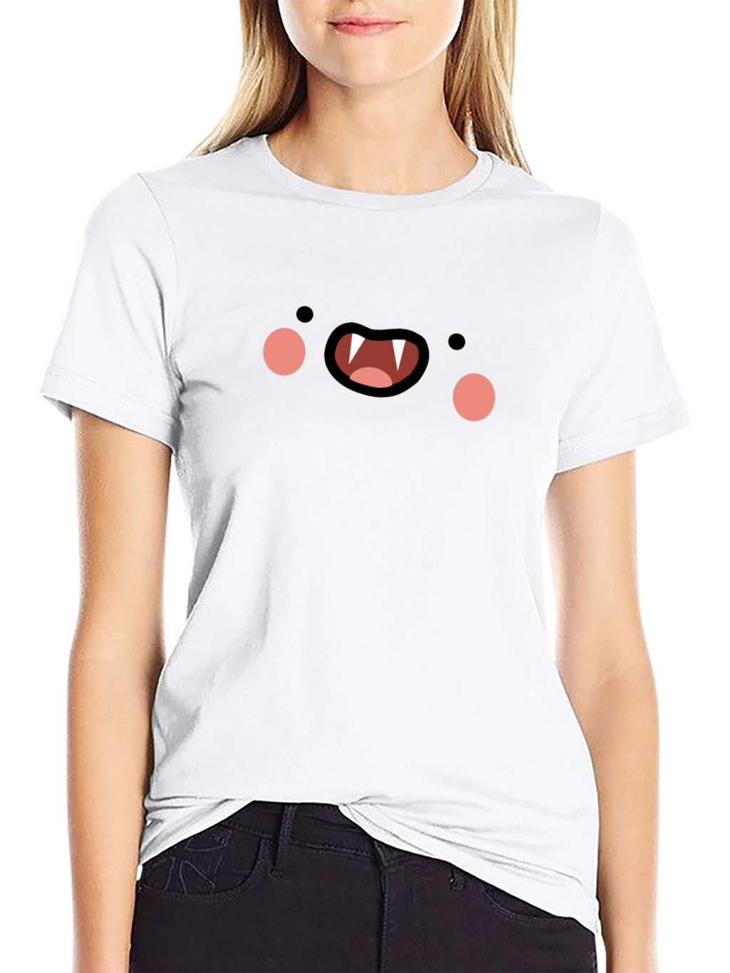 Black Cartoon Vampire Face T-Shirt