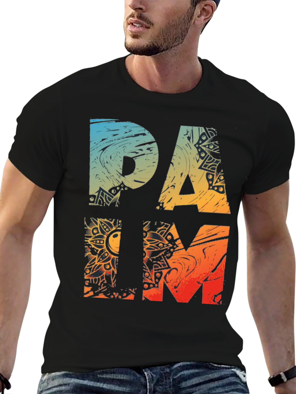 Palm Graphic Tee - Cool Mens Black T-Shirt